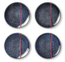 4pc Levi’s x Target Red Stripe Blue Stoneware Snack Appetizer Plates 6.75” New - $49.99