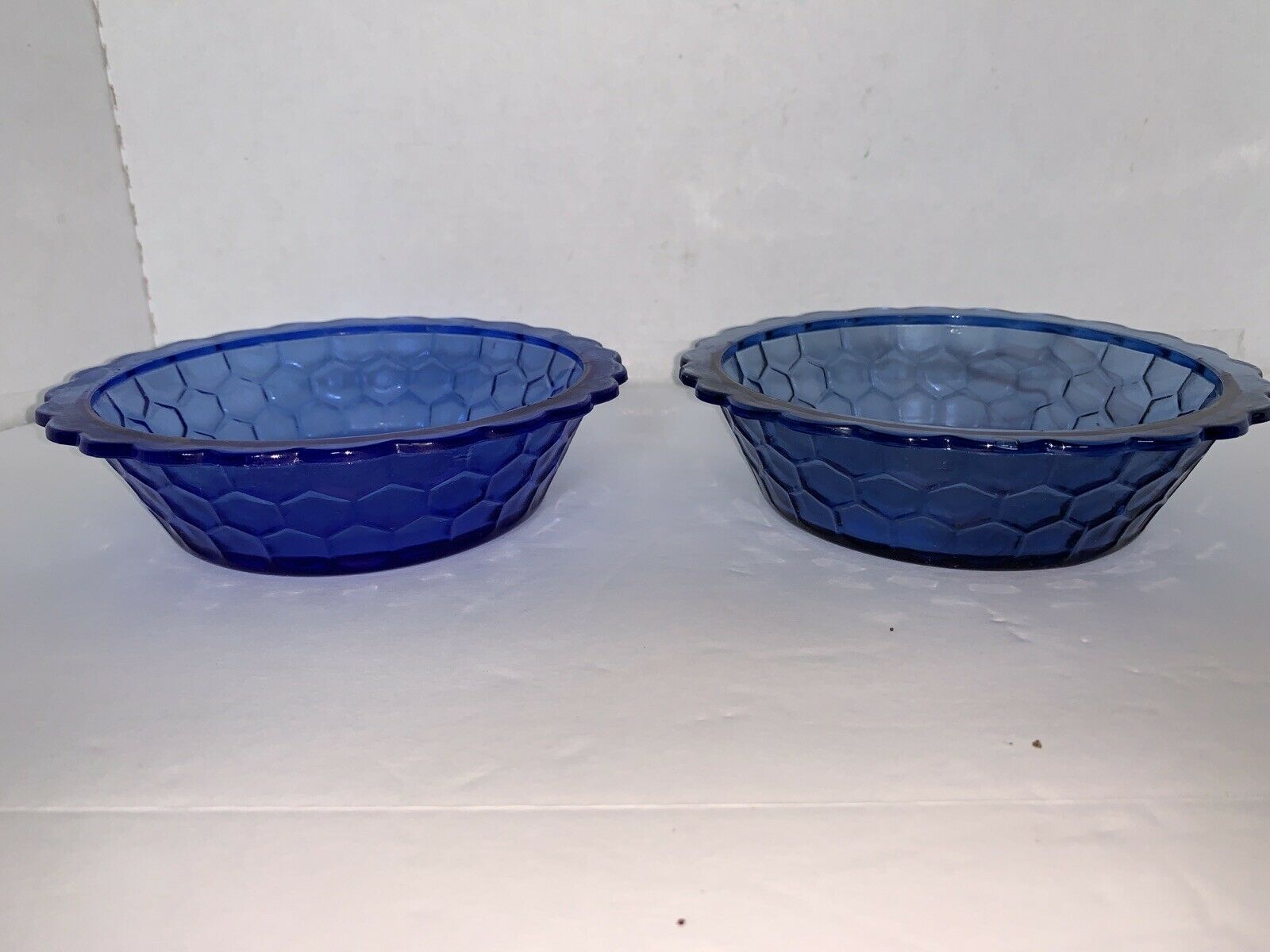 Vintage Pair Of Shirley Temple Cobalt Blue Glass Cereal Bowl Hazel