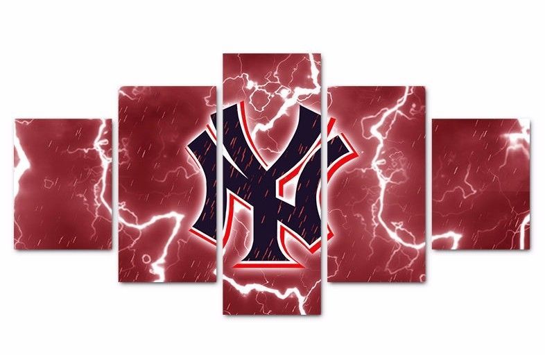 Large Framed New York Yankees Lightning Canvas Print Wall Art Home