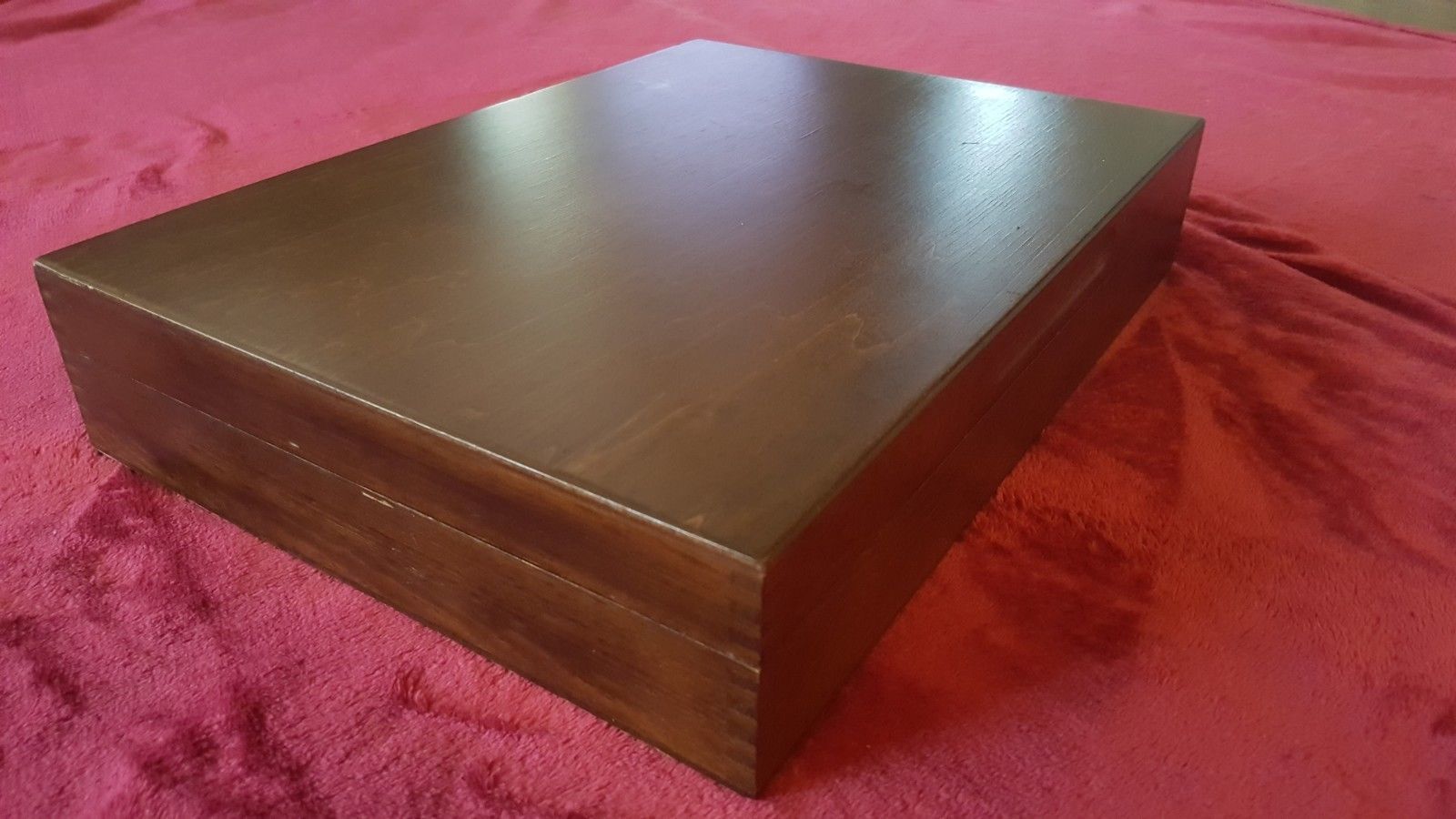 Vintage Wood Unique Green Felt Lined Silverware Flatware Storage Case