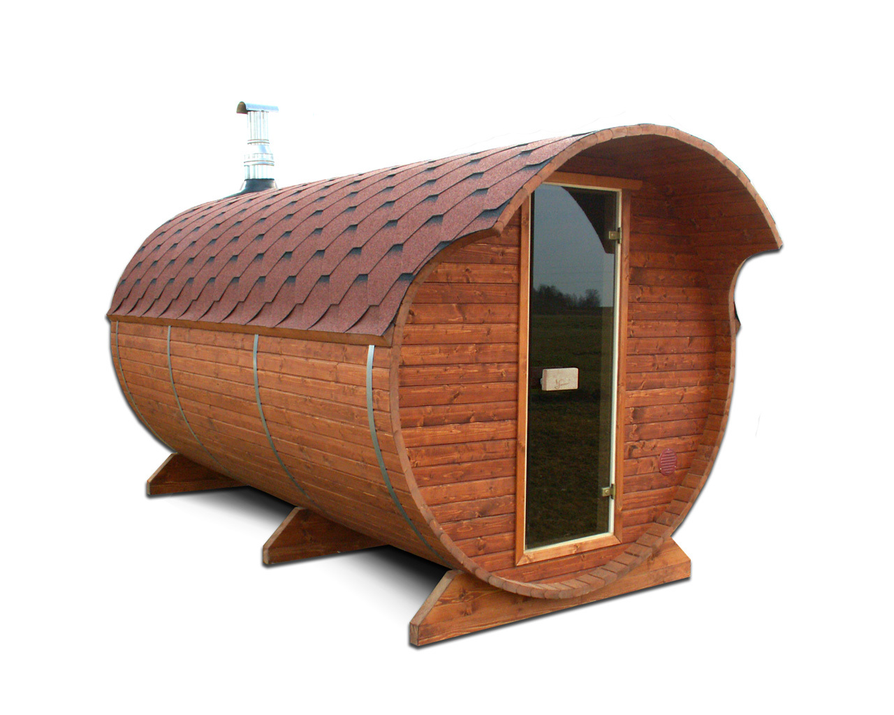 Barrel Sauna Kit for 8 Persons Outdoor Sauna with changing room Harvia