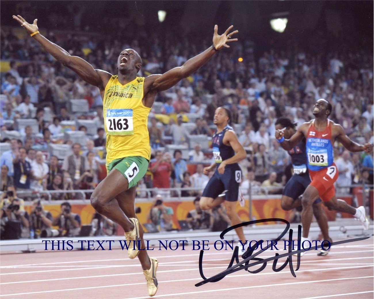 USAIN BOLT AUTOGRAPHED 8x10 RP PHOTO WORLD RECORD HOLDER ...