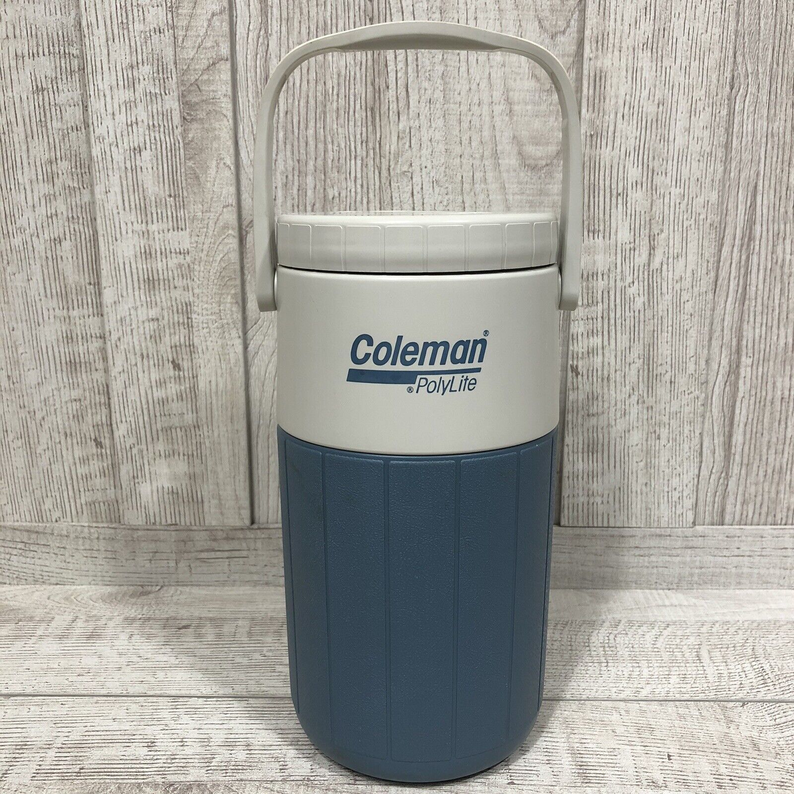 Vintage COLEMAN PolyLite Water Jug Cooler Slate Blue 1/2 Gallon Model