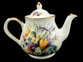 Arthur Wood &amp; Son Vintage Porcelain Teapot, Pattern #6638, Colorful Wild... - $29.35