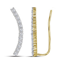 10k Yellow Gold Womens Round Diamond Climber Fashion Earrings 3/4 Cttw - $799.00