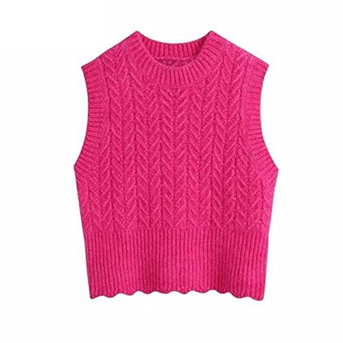 Solid Crochet Casual Slim Knitting Sweater Female Chic O Neck Sleeveless Vest Pu