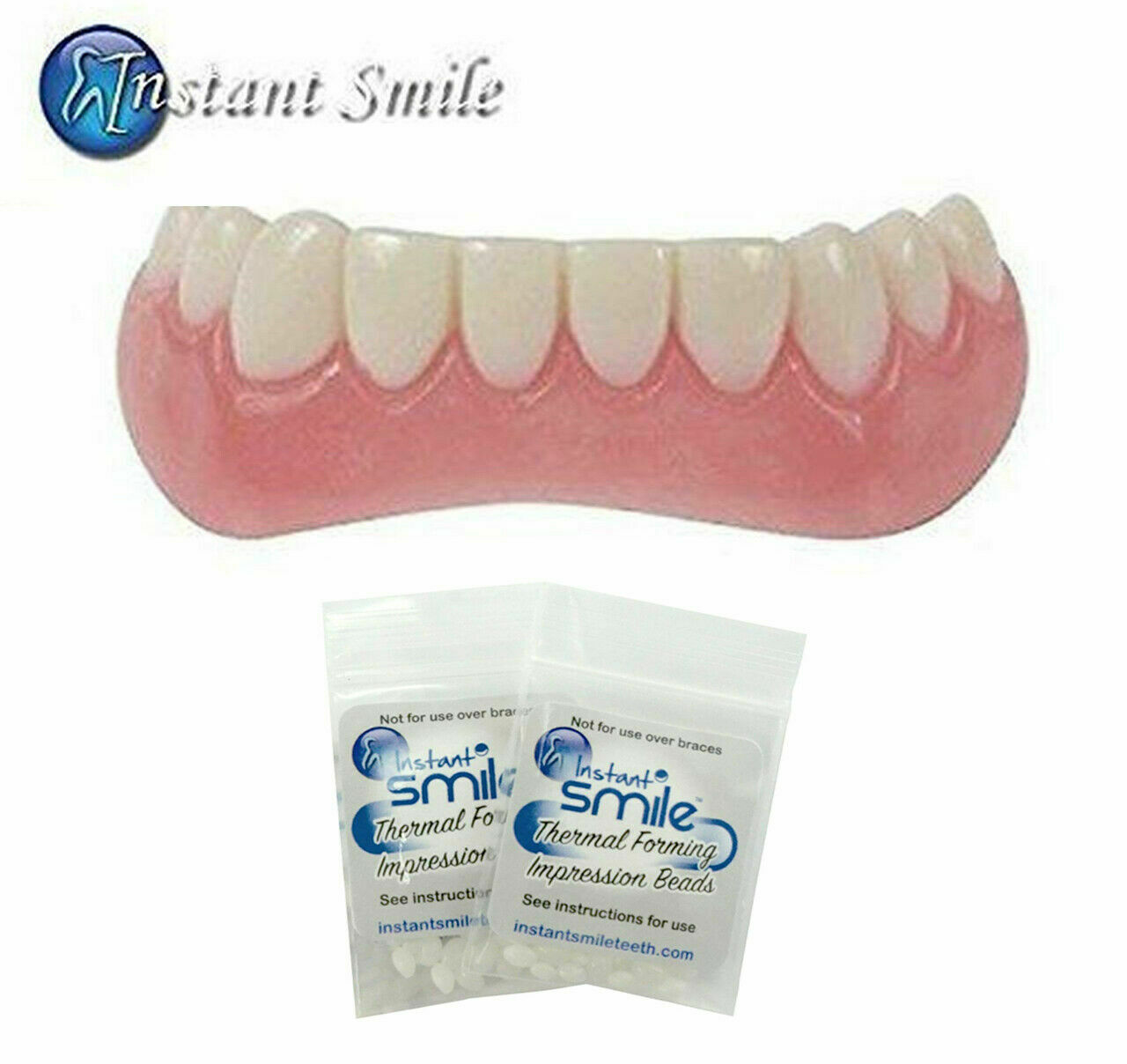 Instant Smile Lower Veneer Teeth plus 2 Packs of Adhesive Thermal