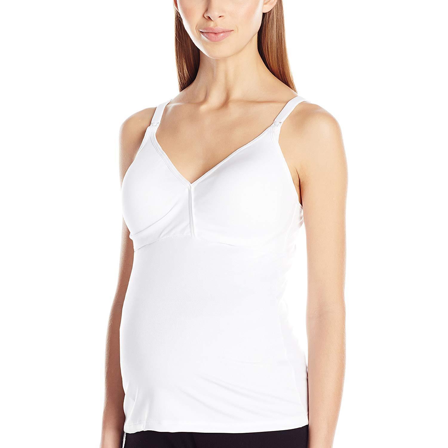 Playtex WHITE Maternity Nursing Camisole with BuiltinBra, US Large Bras & Bra Sets