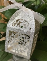 Leaf Small Glitter Gift Boxes,Laser Cut wedding Favor Boxes for guests G... - $48.00