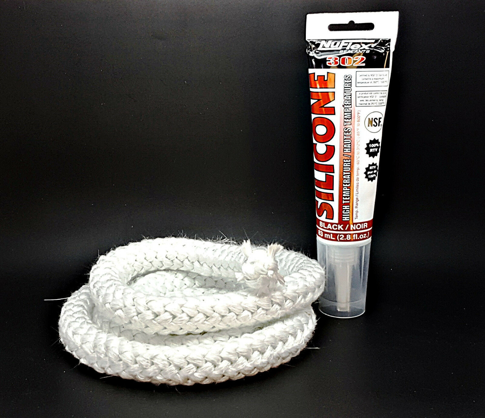 KOZI Baywin Pellet Stove Door Gasket Seal Kit, DORRPBW, 725, 3/4" x 7' + Sealant Fireplace