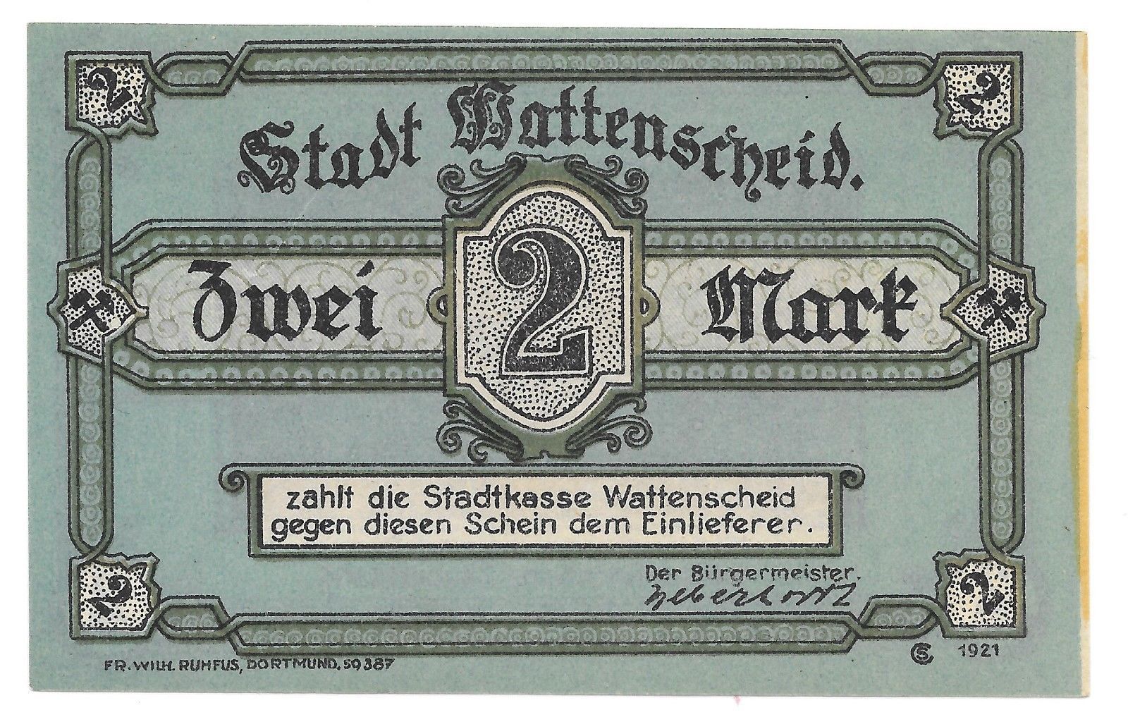 Germany Wattenscheid 1921 Zwei 2 Mark And 50 Similar Items