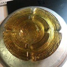 Lot Of 2 Amber Ripple Glass Anchor Hocking Ashtrays Soreno Bird Nest  6.25" & 4” - $17.15