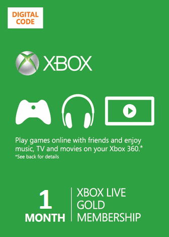 1-Month Xbox 360/ONE Live Membership Gold Card Code [DIGITAL] /n ...