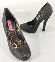 Betsey Johnson Womens 6.5 Tastty-G Black Glitter 5&quot; Stiletto Pumps Shoes... - $47.53