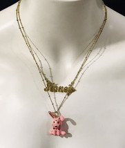 Rare Betsey Johnson Honey Bunny Necklace Gold Tone 18” - $50.00