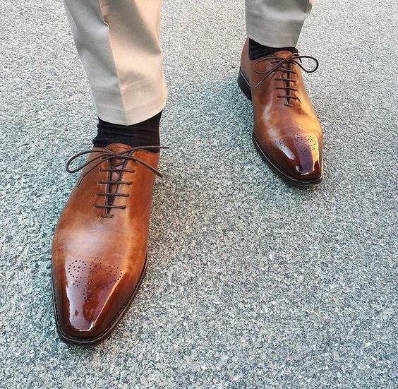 Two Tone Tan Brown Cont Burnished Brogue Toe Magnificent Leather Lace ...