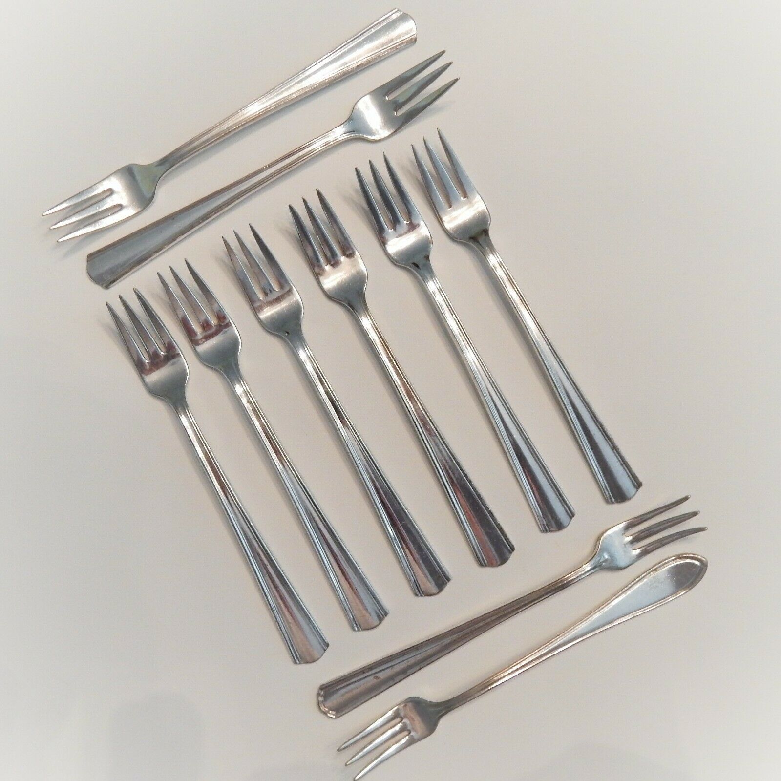 Set of 10 Victor S Co Cocktail Pickle Forks A1+ IS Silverplate 5 34 