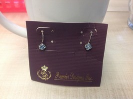 Premier Designs NEW BLUE BONNET Small Earrings w Blue Crystals silver pl... - $17.82