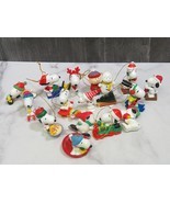 15 Various Snoopy Peanuts Plastic Christmas Ornaments Winter Sports Santa  - $71.28