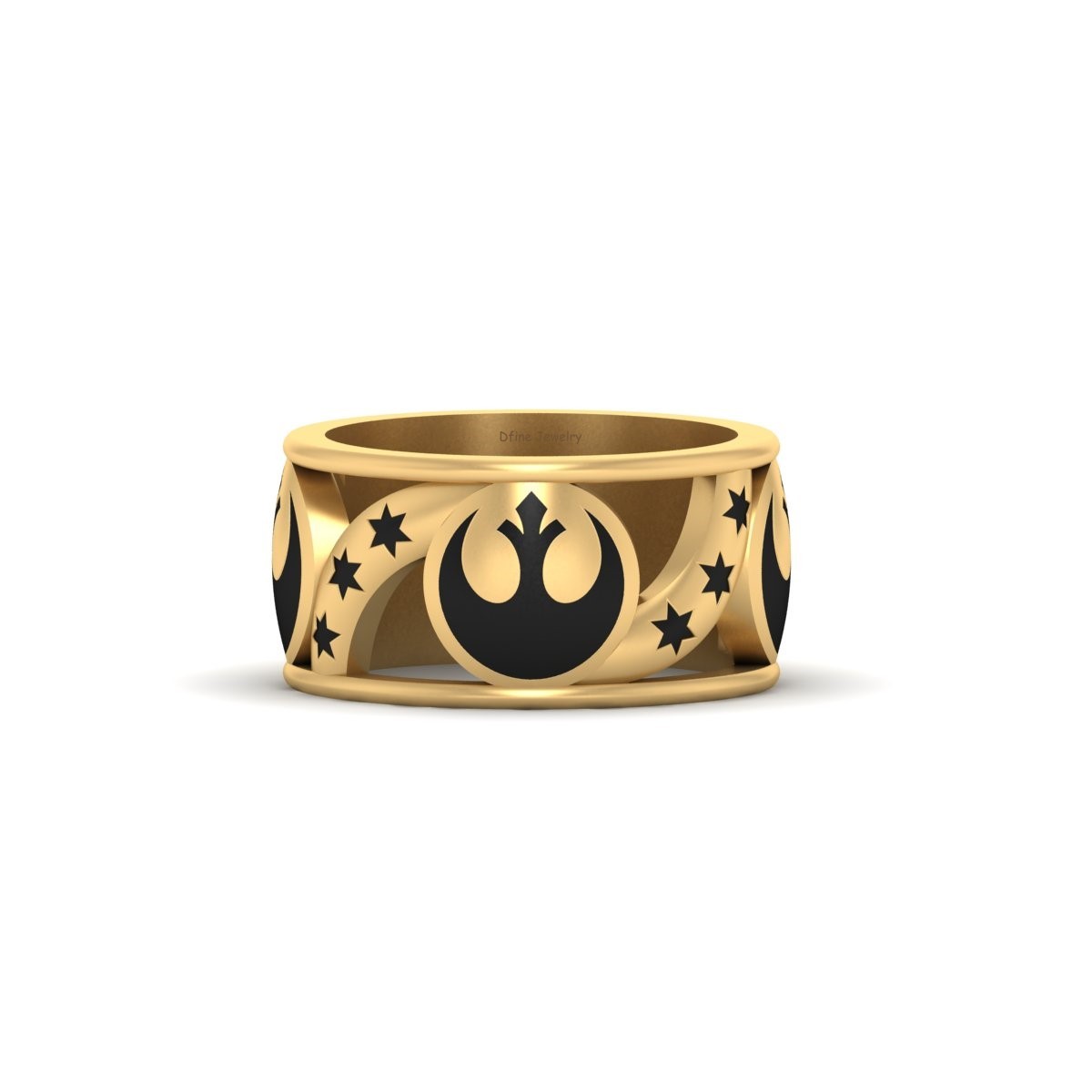 Yellow Fn 925 Sterling Silver Star Wars Band For Men Star Wars Wedding Band Mens