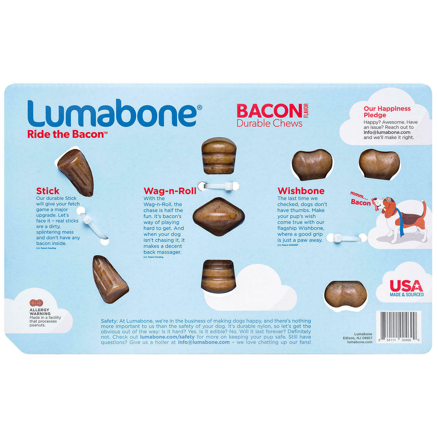 Lumabone Durable Chew Toys, Bacon Flavored (3 pk.) - Dog Chews & Treats