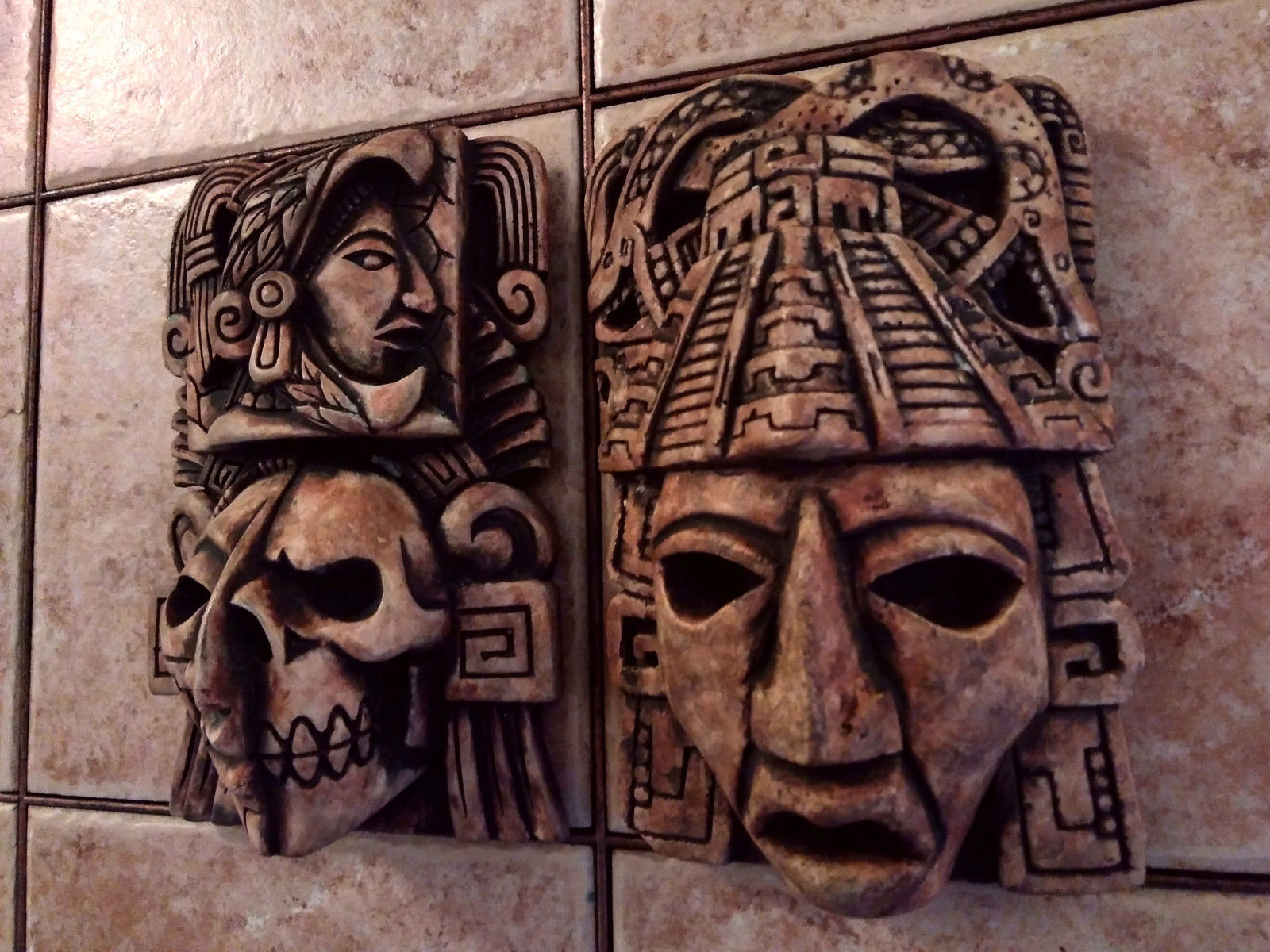 Mayan Maya Aztec Head Mexico Inca Mask Stone Statue Sculpture Pre