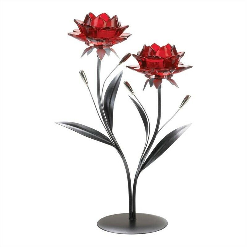Double Red Flowers Tealight Candle Holder - $37.22