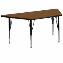 29.5''W x 57.25''L Trapezoid Oak HP Laminate Activity Table - Height Adjustable - $356.74