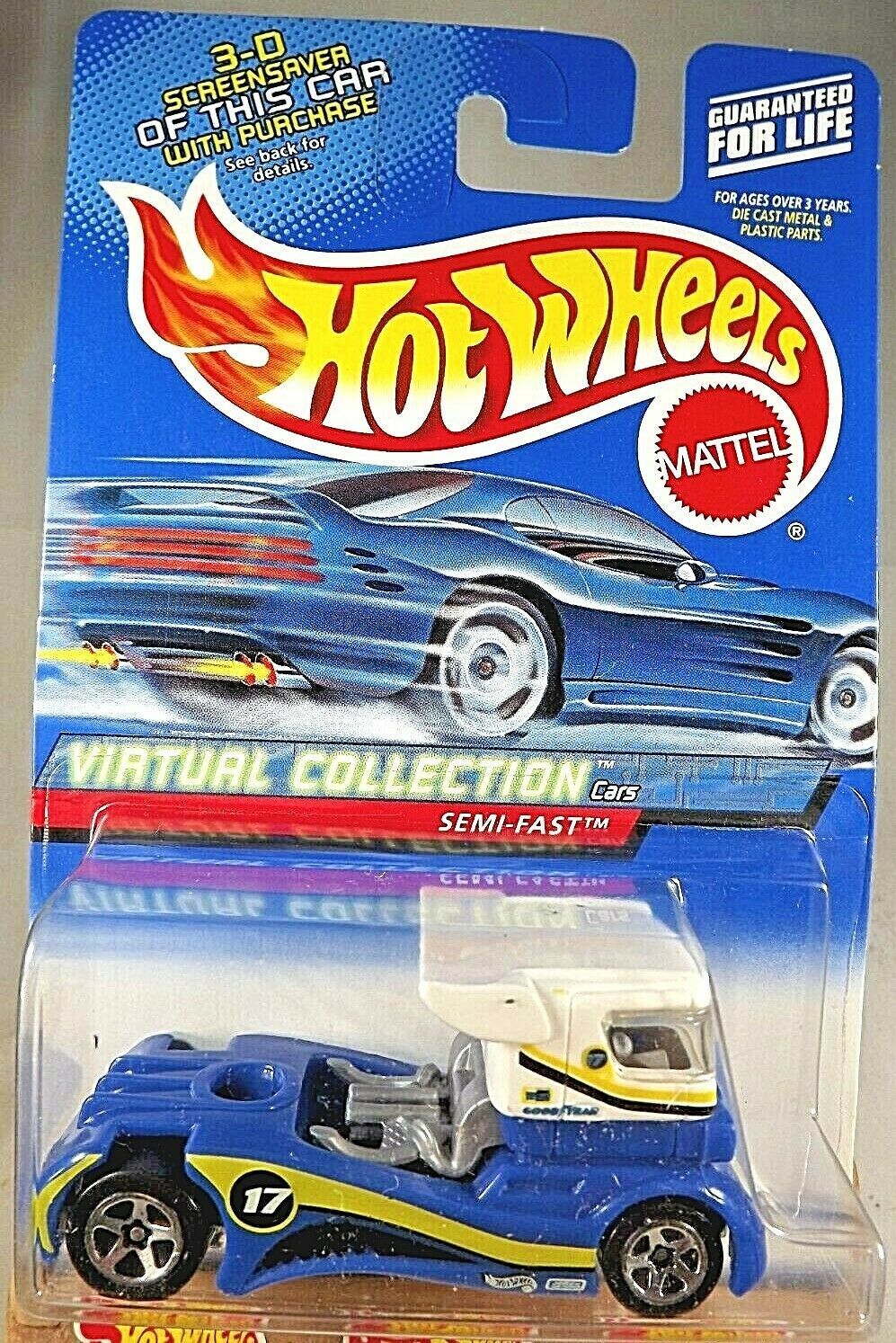2000 Hot Wheels #118 Virtual Collection Cars SEMI-FAST White/Blue w/Chrome 5 Sp