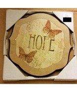 1 WOODEN WALL FRAME, BUTTERFLIES HOPE, appox 10&quot; ROUND - $11.87