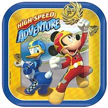 Amscan 541788 Disney "Mickey Roadster" Square Plates, 7", 8 Pcs, Party - $12.99