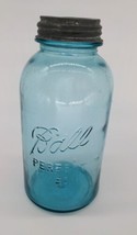 #13 Ball Perfect Mason 1/2 Gallon Jar Aqua Blue Zink Lid  - $63.58