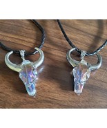 Bull skull cowboy necklace pendant glass animal charms - $3.95