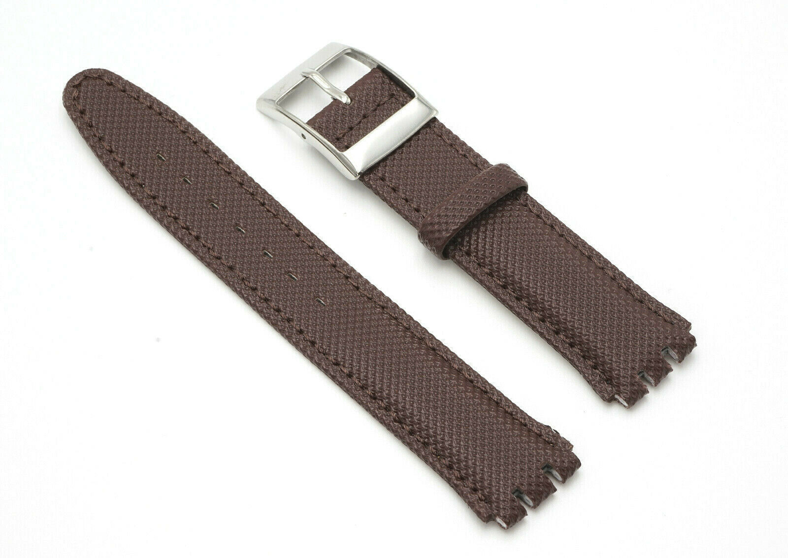 Primary image for 17mm Genuine Brown Stitch and Leather Water Proof Padded Watch Band Fits Swatch