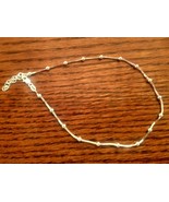 Beads on Square Snake Chain -- Anklet -- Sterling Silver - Made In Italy... - $18.78