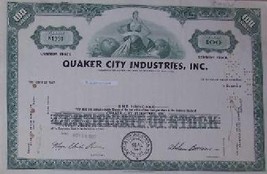 1 Quaker City Ind. Stock Certificate-1962 - Old Rare Vintage Scripophill... - $38.95
