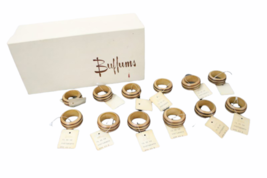 Vintage New with Tags (12) Buffums Wood Napkin Ring Lot Set Box image 1