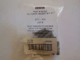 Irwin 92333 1" Long 1/4" Shank Insert Torx T30 Screwdriver Bit Pack of 10 - $19.79