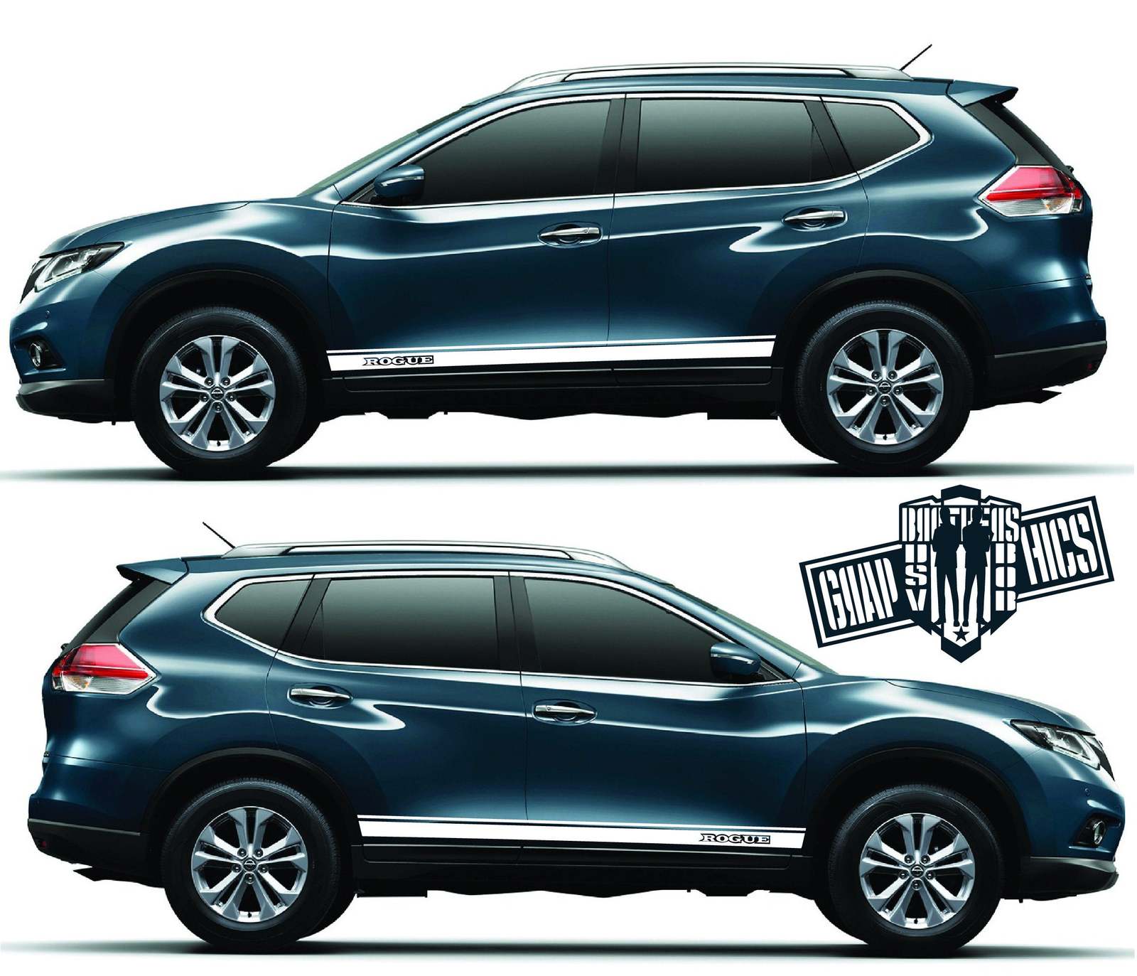 Nissan Rogue 2x Body Decals Side Stripe Sticker Logo Graphics Vinyl