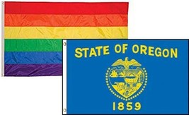 2x3 Gay Pride Rainbow & State Oregon 2 Pack Flag Wholesale Combo 2'x3' - $12.88