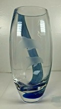 Lenox Scotland Art Glass Undersea Paradise Etched Dolphin Vase 8&quot; - $23.76