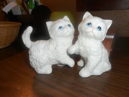 White Cat Kittens 1980s Porcelain Figurines Home Interiors HOMCO 1413 - $14.16