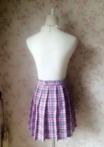 PINK Plaid Skirt Pleated Women Girl Mini Plaid Skirts Plus Size Pink Skirt image 2