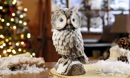 Snowy Owl Statue on a Branch 8.7" High Polyresin Wild Bird Wildlife Snow Winter  image 2