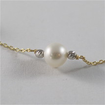18K YELLO GOLD NECKLACE WITH ROUND WHITE 6 7 mm FRESHWATER PEARLS MADE IN ITALY image 2
