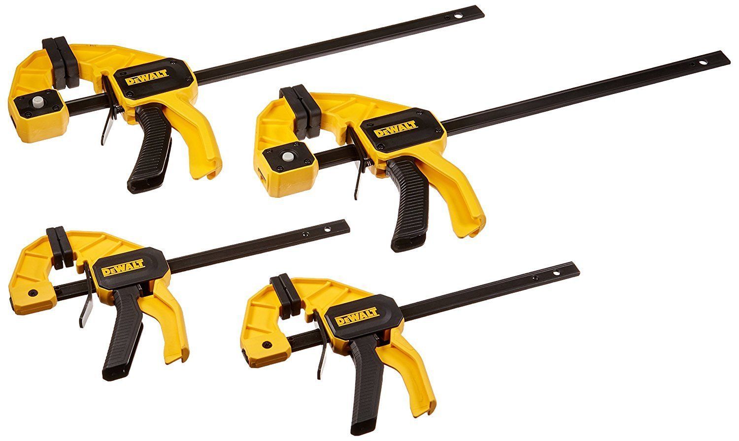 DeWalt Set of 4 Bar Clamps with Trigger Mechanism and 12 inch Max Jaw