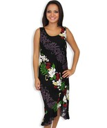 Sleeveless Hawaiian Mid Length Tank Dress Black Lokelani Print by Two Pa... - $66.45+