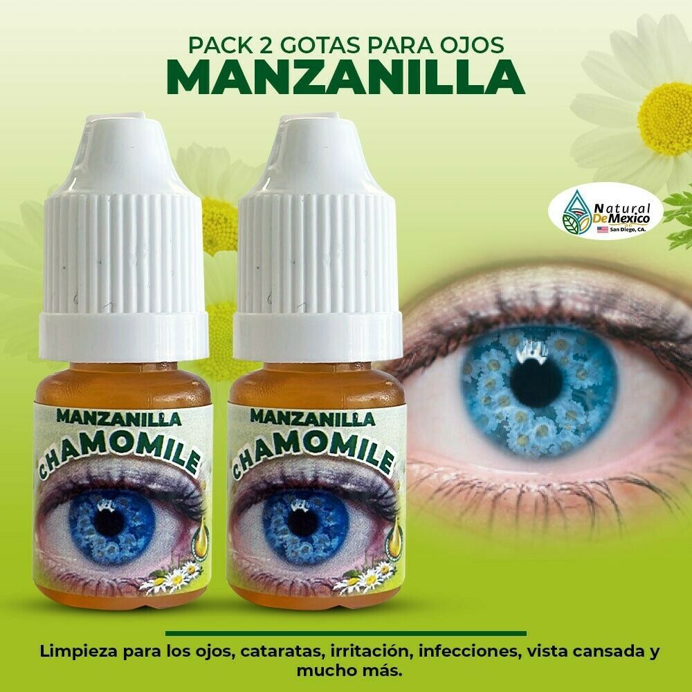 2X Natural Gotas de MANZANILLA para Ojos Chamomile Eye Drops, Cleanse