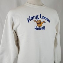 Vintage Hawaii Hang Loose Sweatshirt Adult Large White Embroidered Beach 90s 80s - $21.99