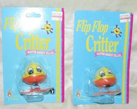 New Vtg Plastic Chick Flip Flop Critter Easter Basket Filler Lot 2 on Card - $8.54